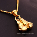 New Men's Black Silver Jewelry Stainless Steel Jewelry Boxing Gold Plated Pendant Necklace